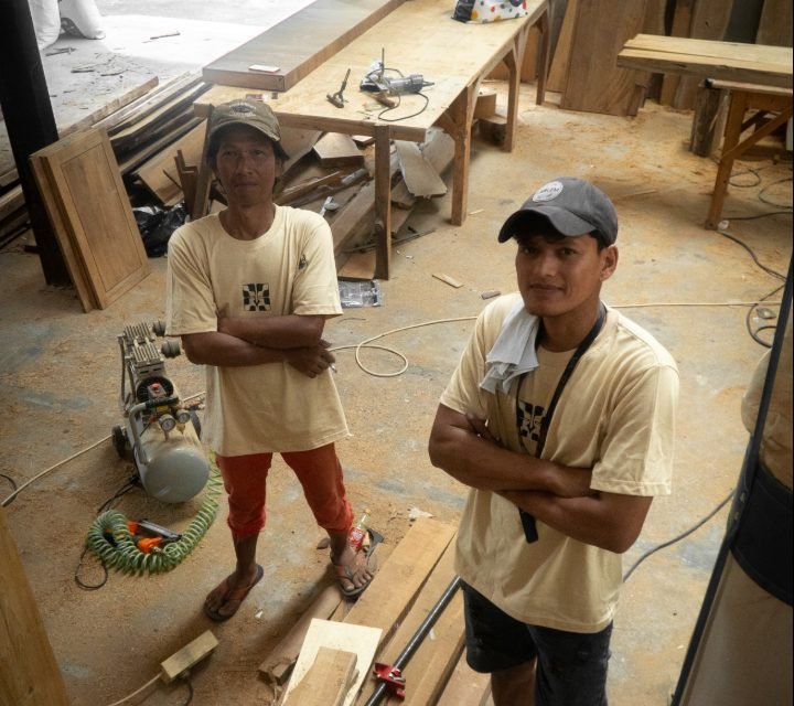 Arania team member in the woodworking workshop